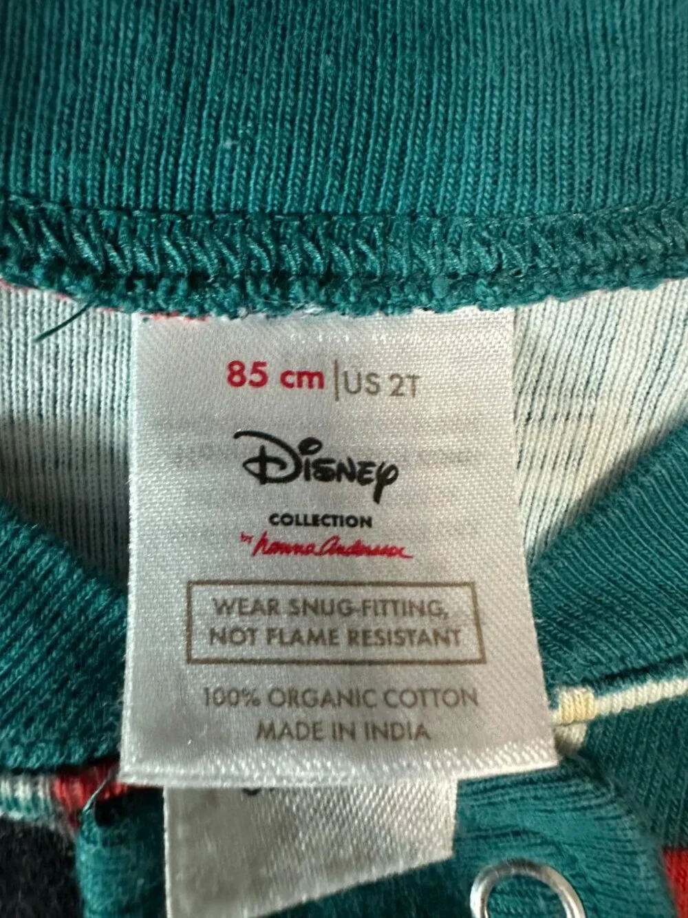 Hanna Andersson Disney Holiday Plaid Zip Sleeper 85cm 2T Mickey Mouse Red Green